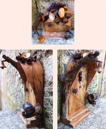 Fairy Door with little porch light and mail box. view from side and topSide and top